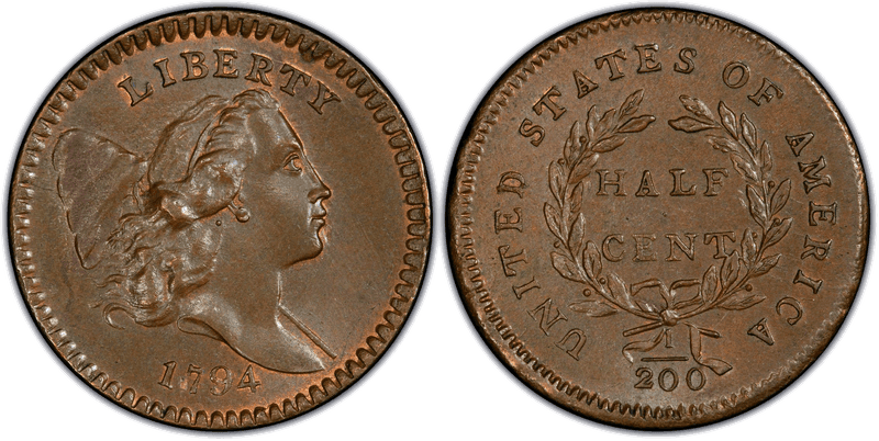 1794 Liberty Cap Right Half Cent - High Relief Head