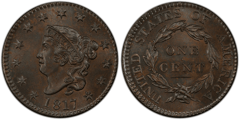 1817 Matron Head Coronet Head Cent Base