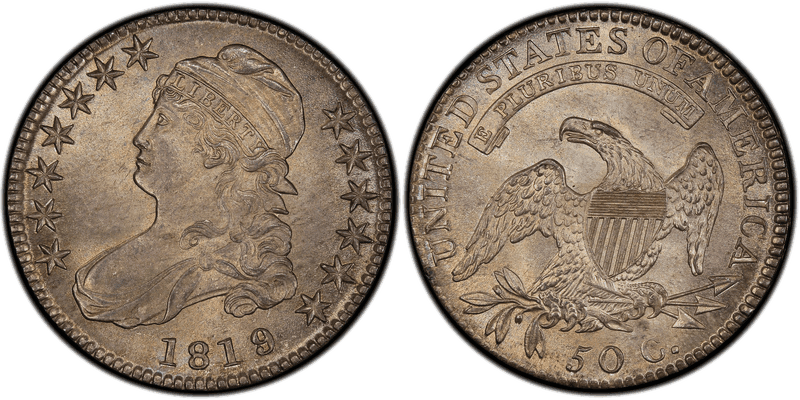 1819 Capped Bust Half Dollar - 9/8 Large 9