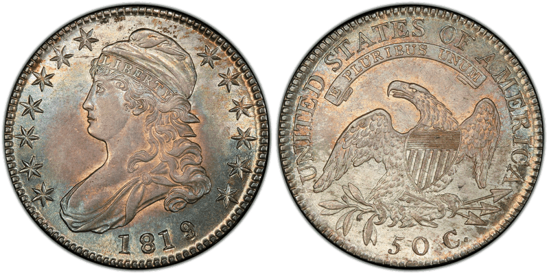 1819 Capped Bust Half Dollar - 9/8 Small 9