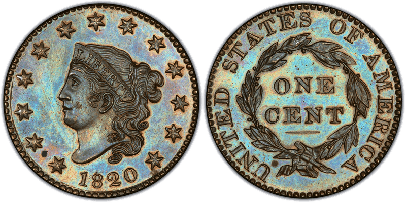 1820 Proof Matron Head Coronet Head Cent