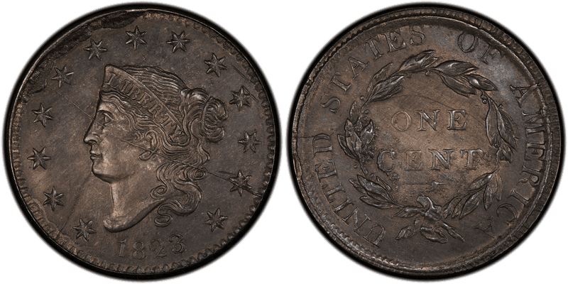 1823 Matron Head Coronet Head Cent - Private Restrike Silver