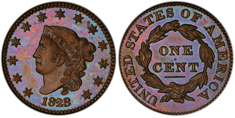 1828 Proof Matron Head Coronet Head Cent