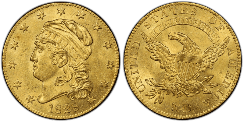1828 Capped Head to Left Half Eagle - 1828/7