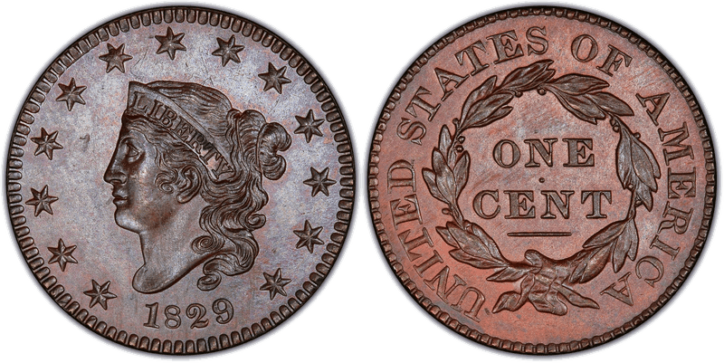 1829 Matron Head Coronet Head Cent - Proof Bronzed