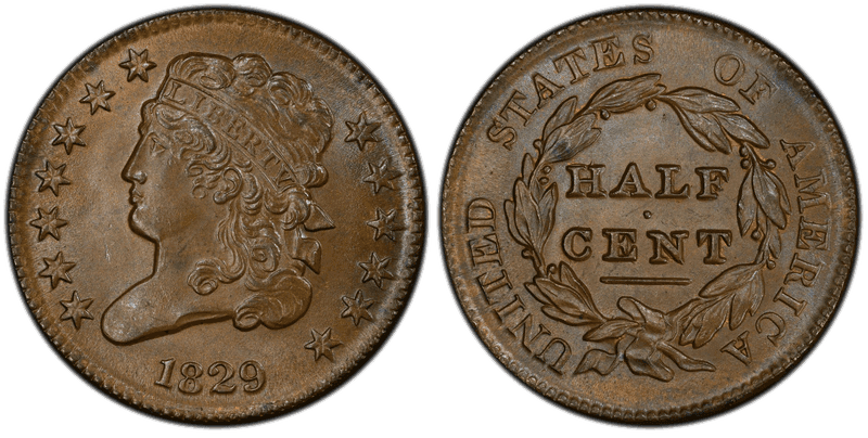 1829 Classic Head Half Cent