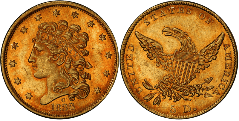 1838 Classic Head Half Eagle