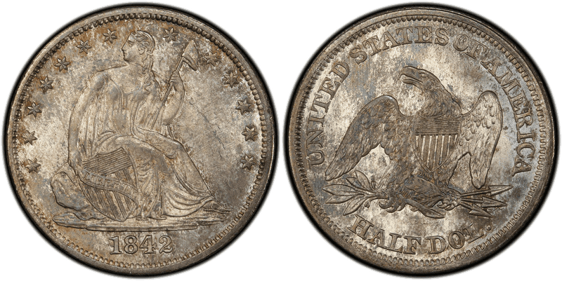 1842 Seated Liberty Half Dollar - Medium Date