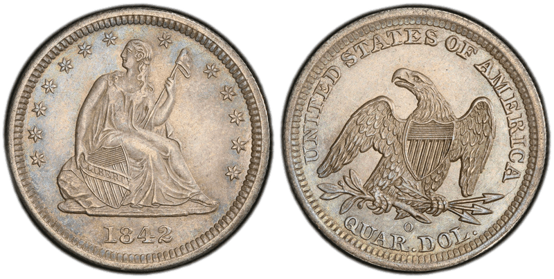 1842 Seated Liberty Quarter