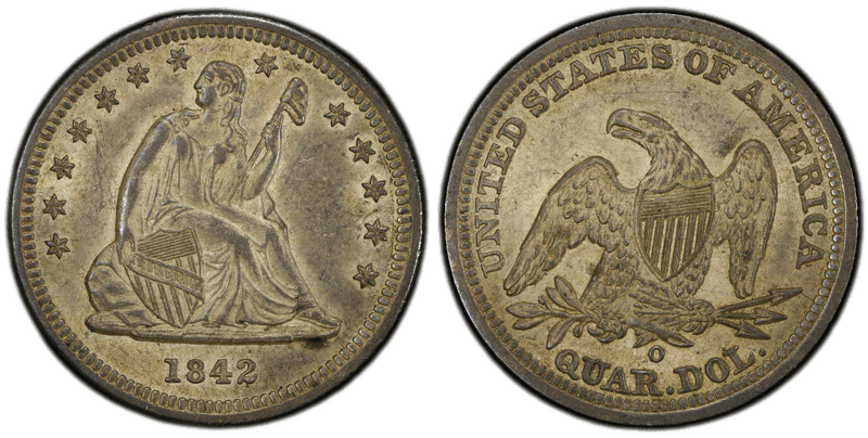 1842 (O) Seated Liberty Quarter - Small Date