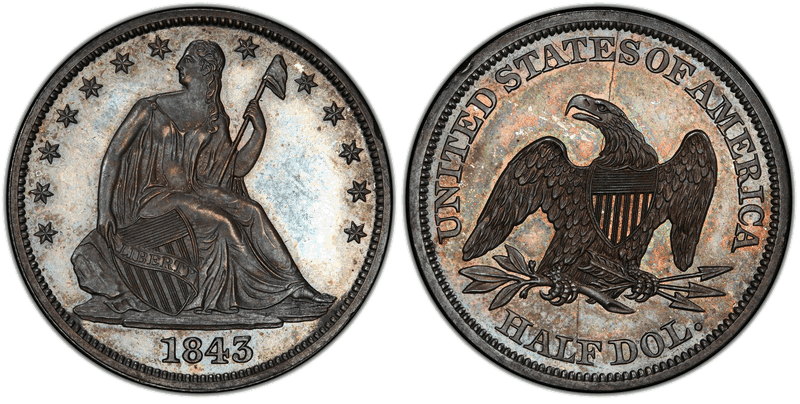 1843 Proof Seated Liberty Half Dollar