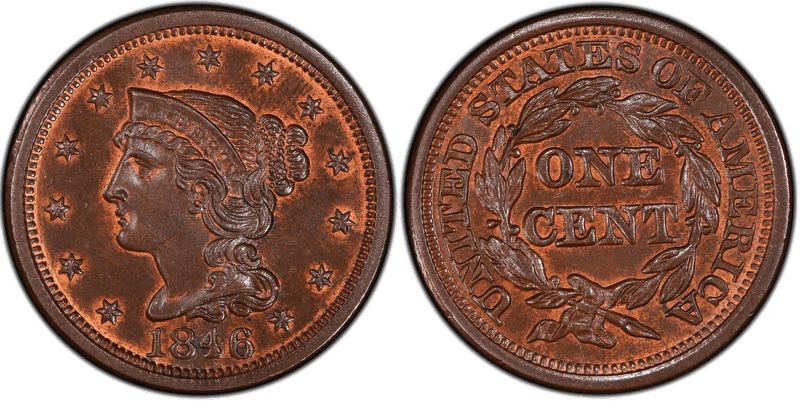 1846 Braided Hair Coronet Head Cent Base