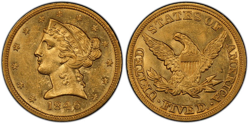 1846 Liberty Head Half Eagle - Small Date
