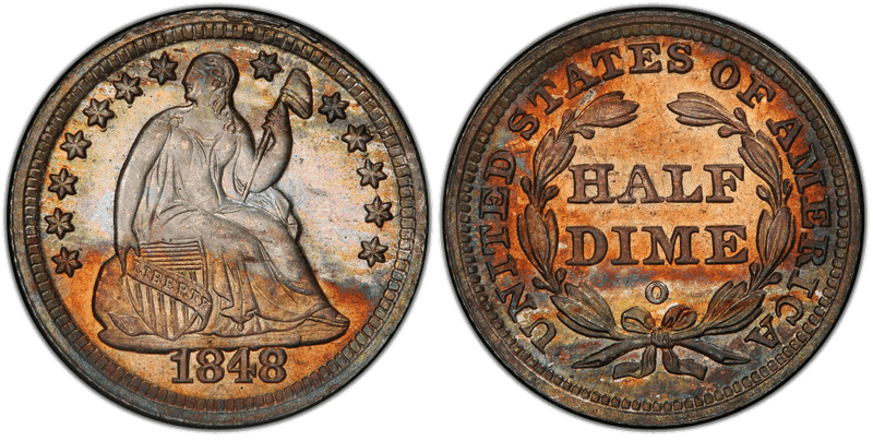 1848 Seated Liberty Half Dime