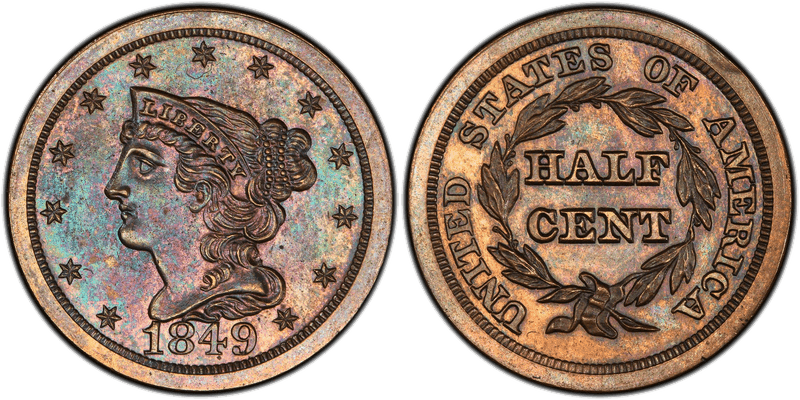 1849 Braided Hair Half Cent