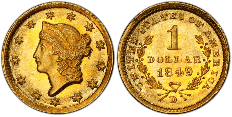 1849 (D) Liberty Gold Dollar