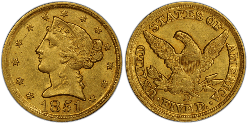 1851 (D) Liberty Head Half Eagle