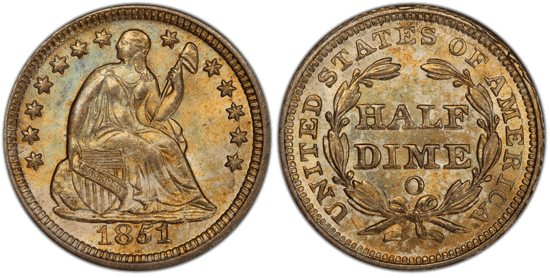 1851 Seated Liberty Half Dime