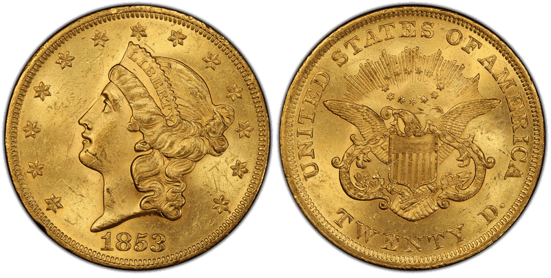 1853 Liberty Head Double Eagle