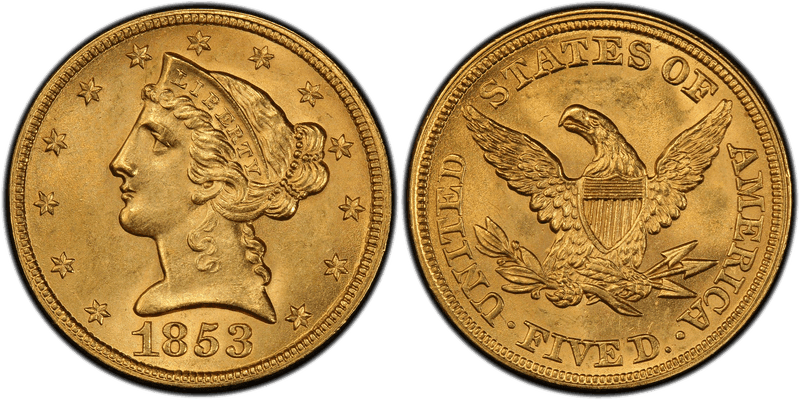 1853 Liberty Head Half Eagle