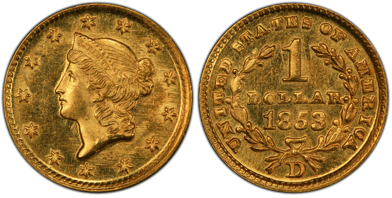 1853 (D) Liberty Gold Dollar