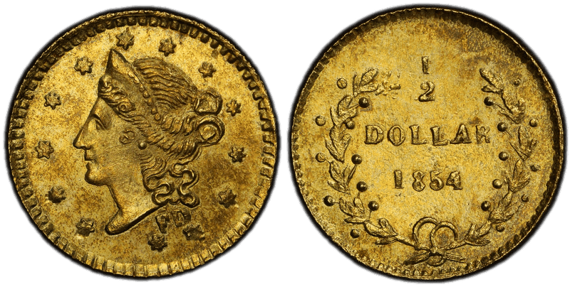 1854 Gold Half Dollar - BG-403