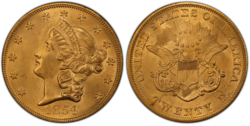 1854 Liberty Head Double Eagle - Large Date