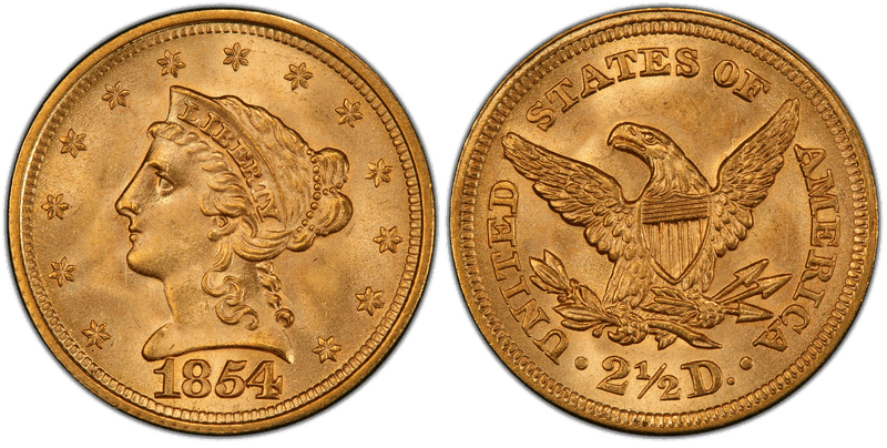 1854 Liberty Head Quarter Eagle