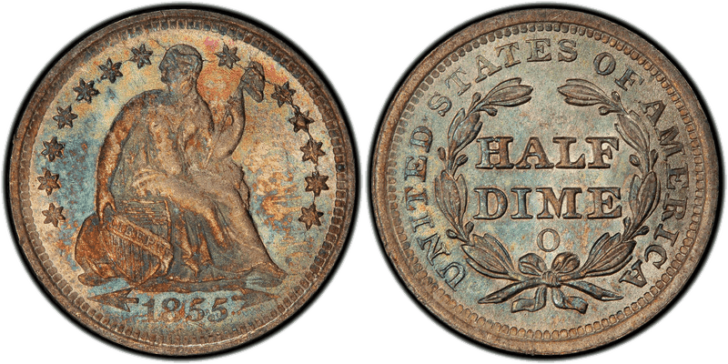 1855 Seated Liberty Half Dime
