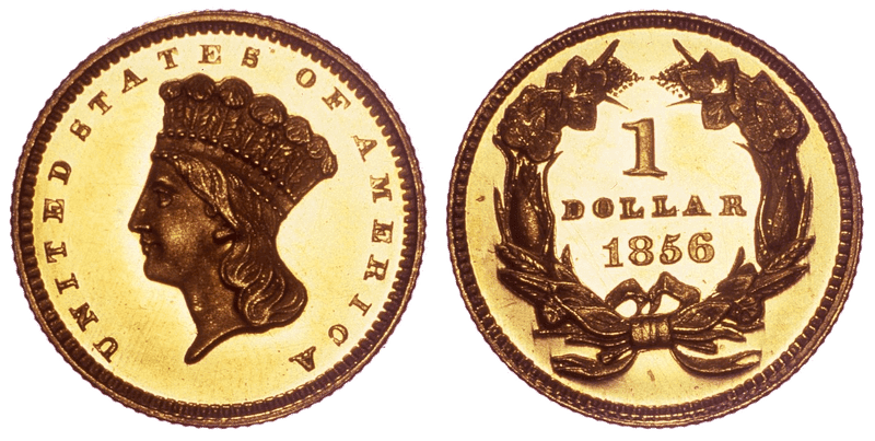 1856 Proof Liberty Gold Dollar - Slanted 5