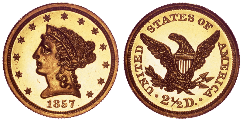 1857 Proof Liberty Head Quarter Eagle
