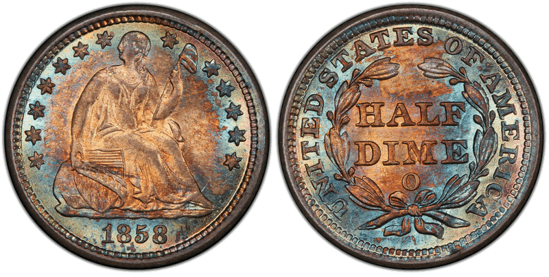1858 Seated Liberty Half Dime