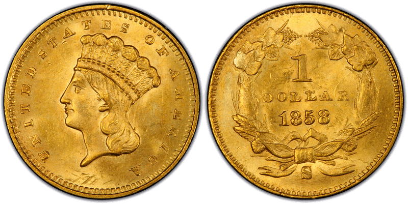 1858 (S) Liberty Gold Dollar