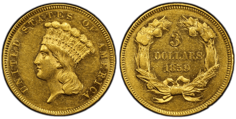 1859 Indian Princess Three Dollar