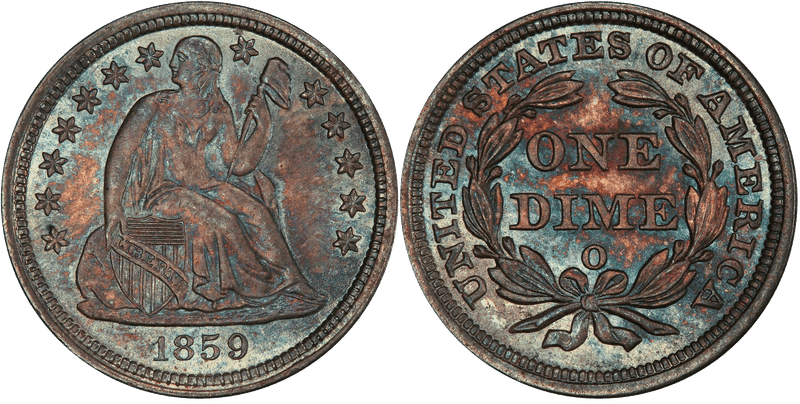 1859 Seated Liberty Dime