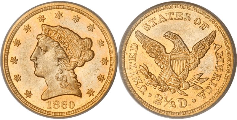 1860 Liberty Head Quarter Eagle - Old Reverse