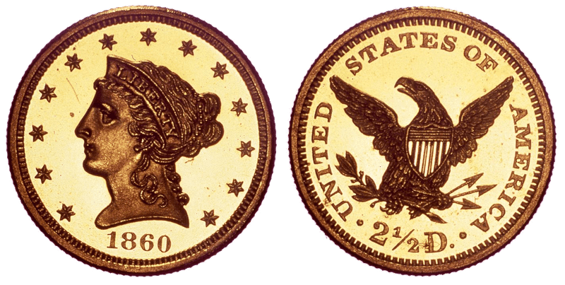 1860 Proof Liberty Head Quarter Eagle