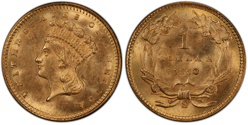 1860 (S) Liberty Gold Dollar
