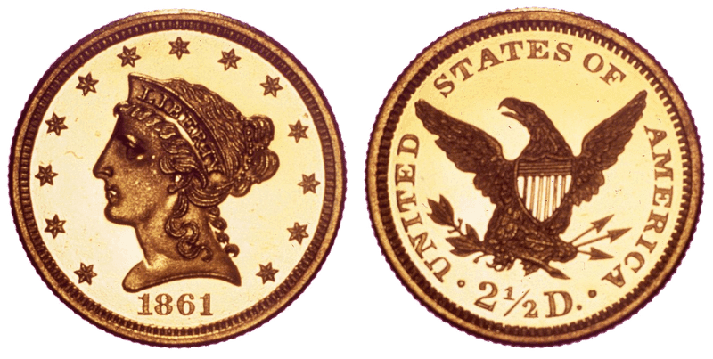 1861 Proof Liberty Head Quarter Eagle