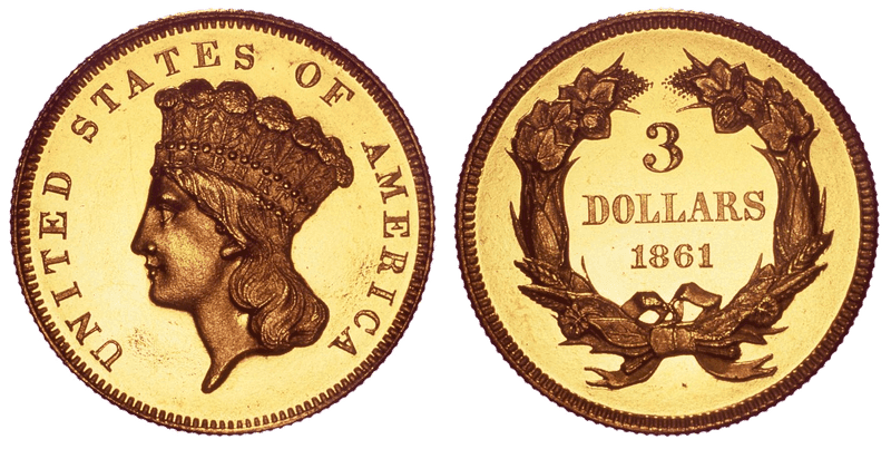 1861 Indian Princess Three Dollar