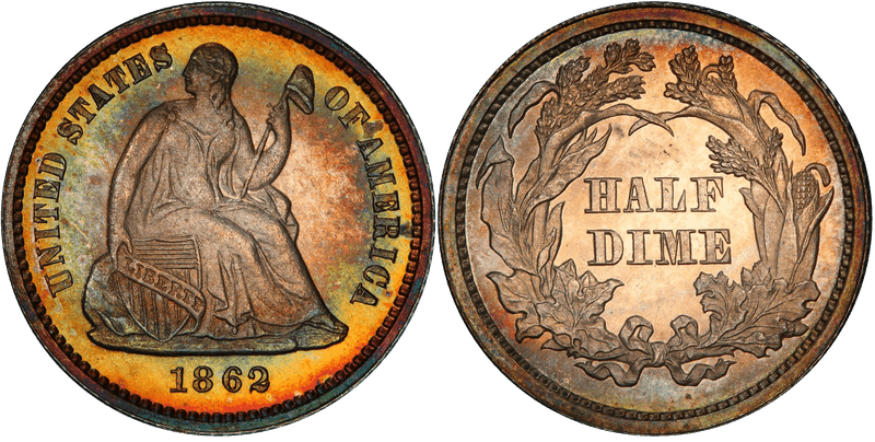 1862 Seated Liberty Half Dime