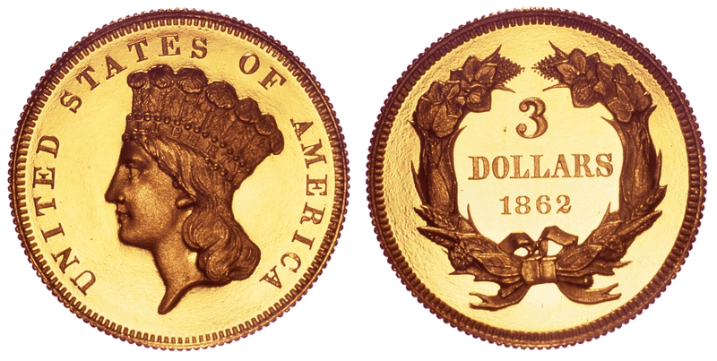 1862 Indian Princess Three Dollar