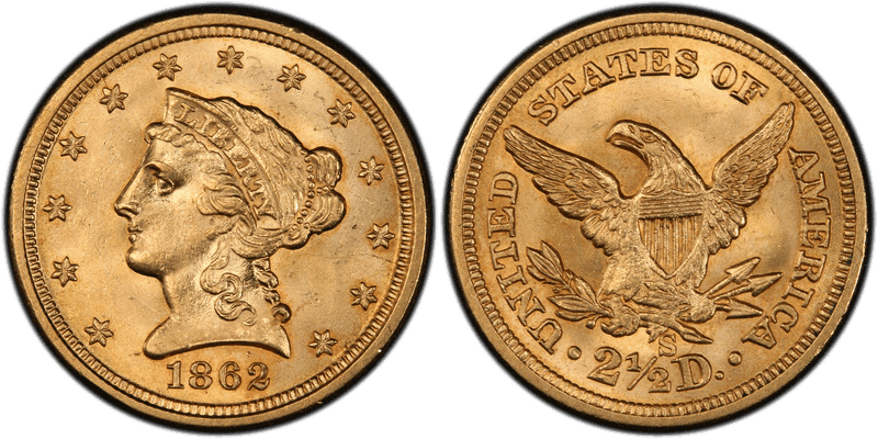1862 (S) Liberty Head Quarter Eagle