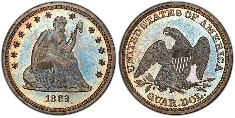 1863 Seated Liberty Quarter