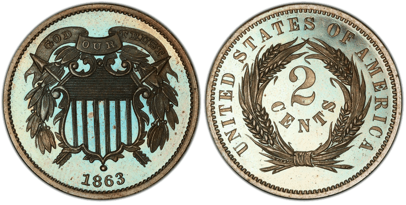 1863 Proof Two Cent Pattern - J-312