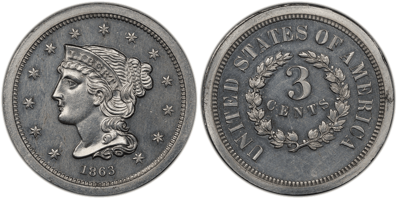 1863 Proof Three Cent Pattern - J-320