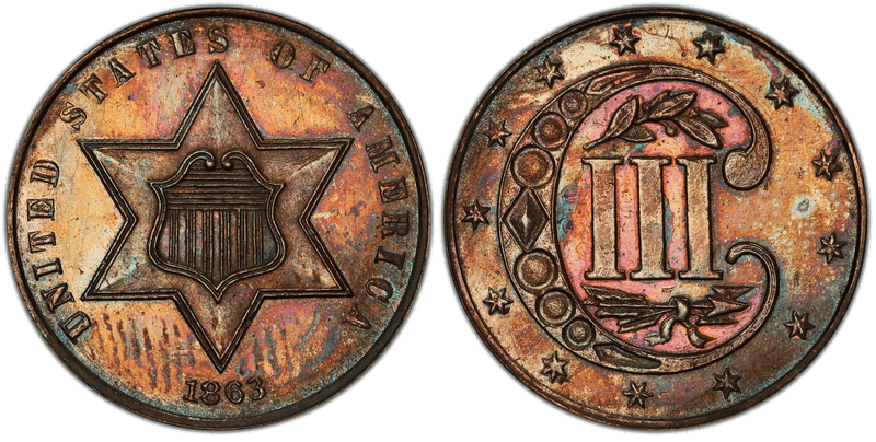 1863 Proof Three Cent Pattern - J-321