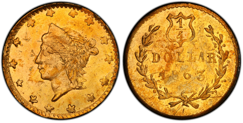 1863 Gold Quarter - BG-820