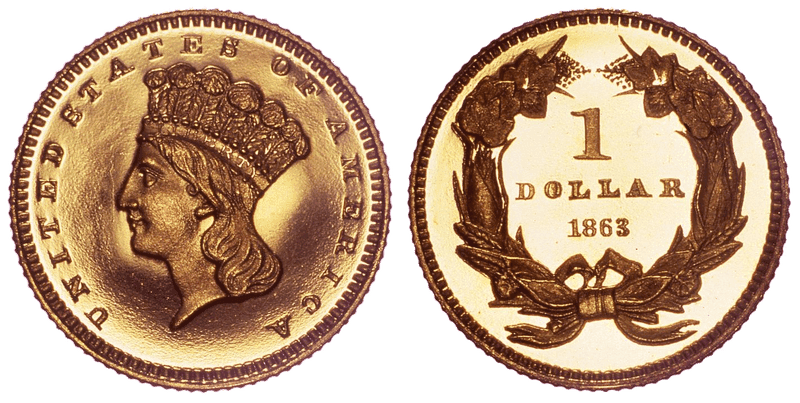 1863 Liberty Gold Dollar