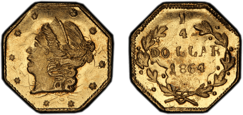 1864 Gold Quarter - BG-706